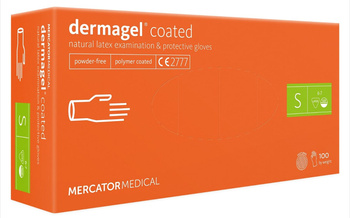Rękawice lateksowe bezpudrowe DERMAGEL COATED, rozmiar S, kremowe