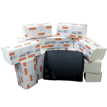 Zestaw promocyjny DKP007: 14 bind ręczników typu ZZ + czarny podajnik