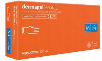 Rękawice lateksowe bezpudrowe DERMAGEL COATED, rozmiar M, kremowe