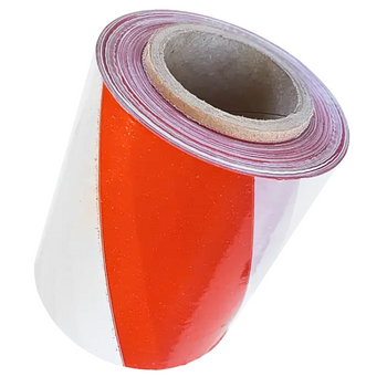 Taśma ostrzegawcza odgrodzeniowa 80 mm/100 m, biało-czerwone pasy