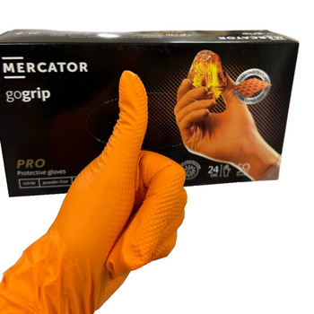 Rękawice nitrylowe Nitrylex Gogrip Orange S – bezpudrowe