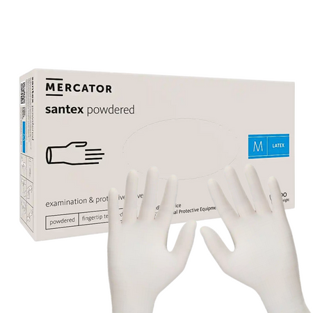 Rękawice lateksowe pudrowane Santex Powdered Smooth 100 szt – rozmiar M