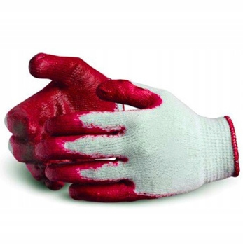 Rękawice robocze ogrodowe lateksowe czerwone L