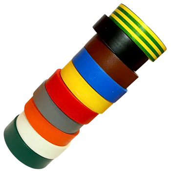 Taśma izolacyjna z folii PCV 15 mm/10 m, wielokolorowy zestaw 10 rolek