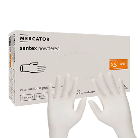 Rękawice lateksowe pudrowane Santex Powdered Smooth 100 szt – rozmiar XS