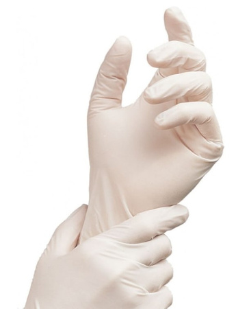 Rękawice lateksowe bezpudrowe DERMAGEL COATED, rozmiar L, kremowe