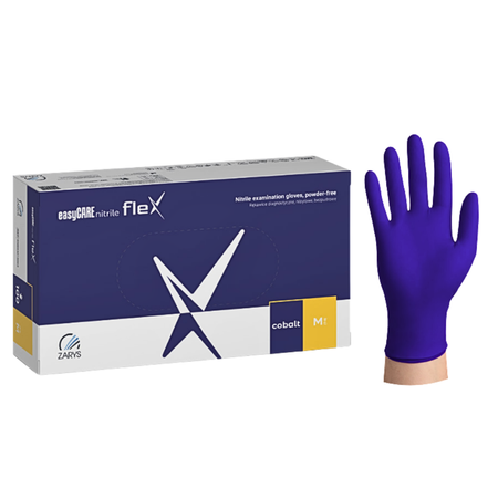 Rękawice nitrylowe easyCARE Nitrile Flex Cobalt M – bezpudrowe, 100 szt
