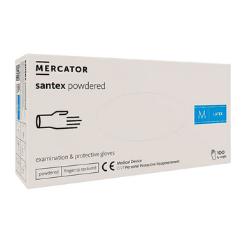 Rękawice lateksowe pudrowane Santex Powdered Smooth 100 szt – rozmiar M
