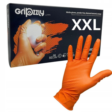 Rękawice nitrylowe GRIPZZLY XXL pomarańczowe 50 szt