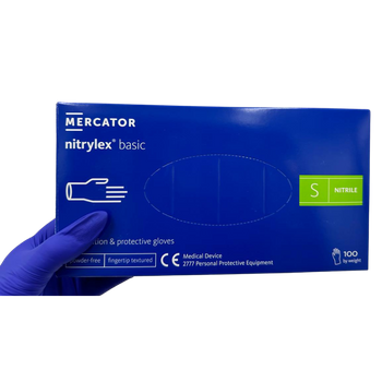 Rękawice nitrylowe bezpudrowe S granatowe Nitrylex Basic