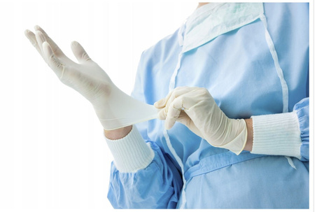 Rękawice lateksowe bezpudrowe DERMAGEL COATED, rozmiar M, kremowe