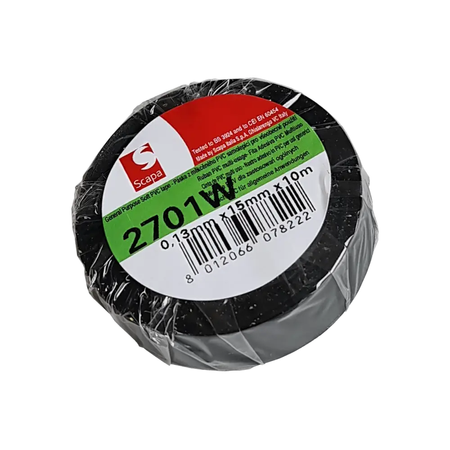 Taśma izolacyjna czarna 15 mm/10 m, elektroizolacyjna, samogasnąca