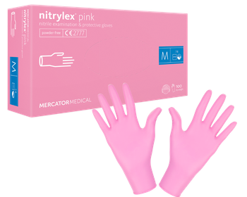 Rękawiczki nitrylowe bezpudrowe Nitrylex Pink M - 100 szt