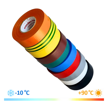 Taśma izolacyjna PCV Wonder 19 mm/20 m, mrozoodporna, mix kolorów, zestaw 10 rolek
