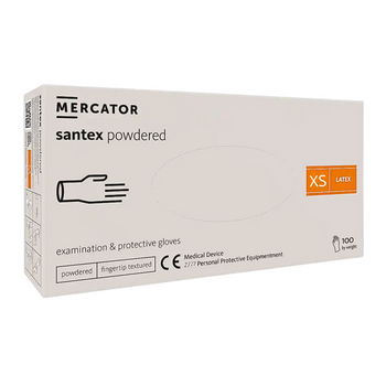 Rękawice lateksowe pudrowane Santex Powdered Smooth 100 szt – rozmiar XS