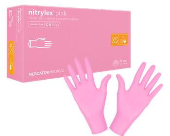 Rękawiczki nitrylowe bezpudrowe Nitrylex Pink XS - 100 szt