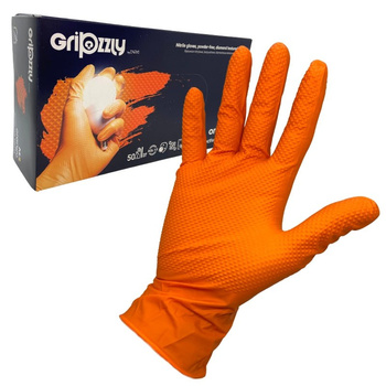 Rękawice nitrylowe GRIPZZLY XL pomarańczowe 50 szt