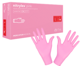 Rękawiczki nitrylowe bezpudrowe Nitrylex Pink L - 100 szt