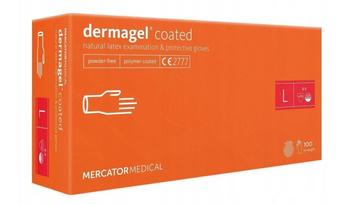 Rękawice lateksowe bezpudrowe DERMAGEL COATED, rozmiar L, kremowe